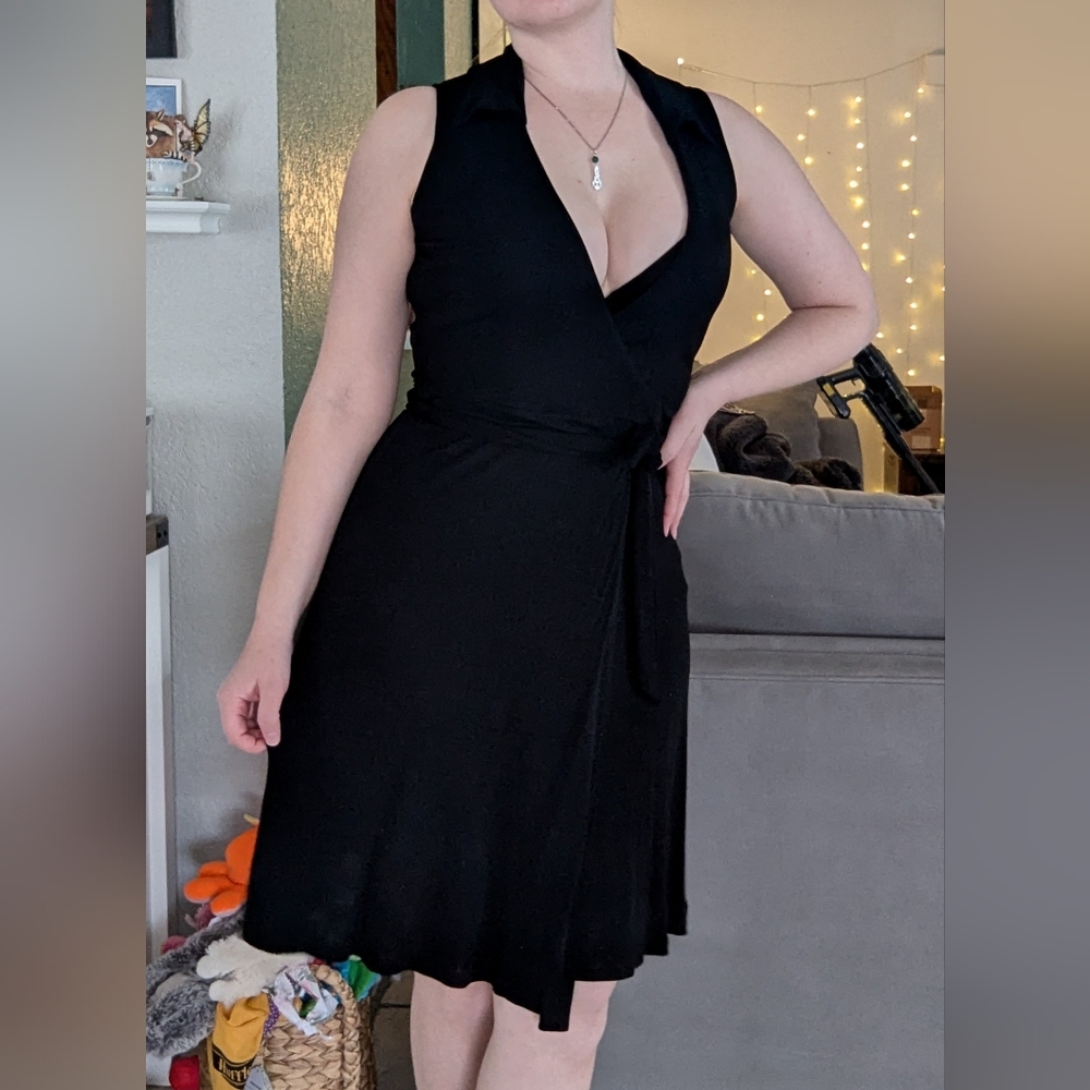 Bebe Vintage Y2K Black Viscose Wrap Dress - Picture 4 of 12